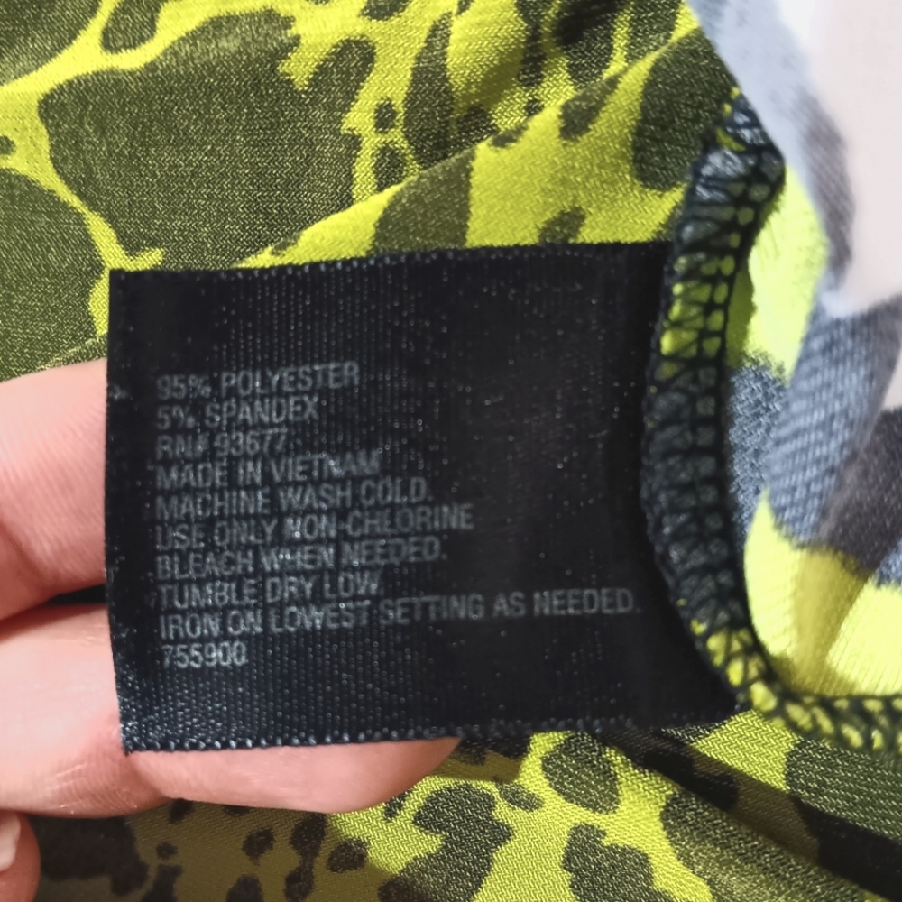Worthington Women's (Size M) Bright Green & Black Sleeveless Leopard Pri… - Picture 6 of 9